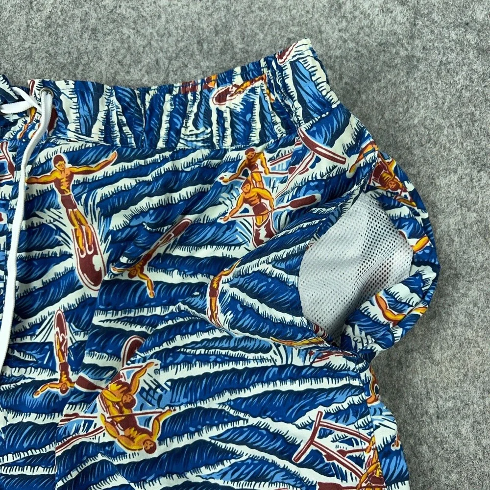 VTG Polo Sport Swim Shorts Mens XL Blue AOP Surf Lined Bathing‎ Suit Trunks Rare